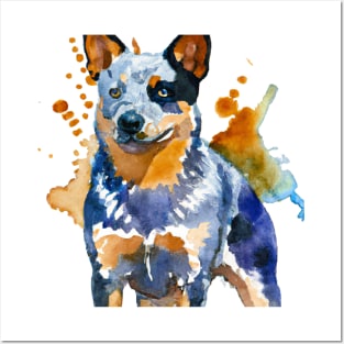 Australian Cattle Watercolor Painting - Dog Lover Gifts Posters and Art